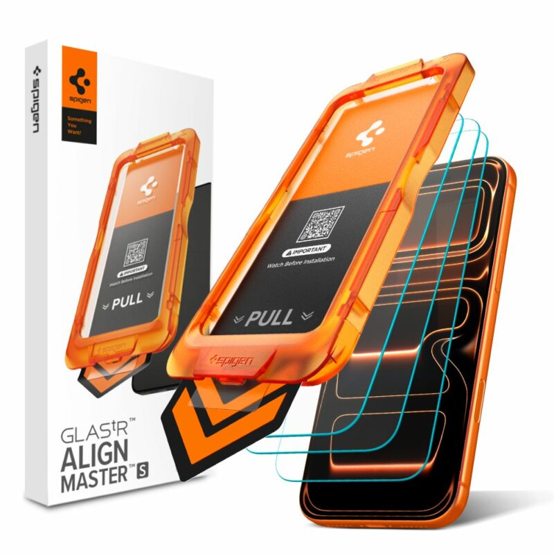 [Pachet 3x] Folie sticla iPhone 17 Pro Spigen Glas.tR Align Master Slim, transparenta