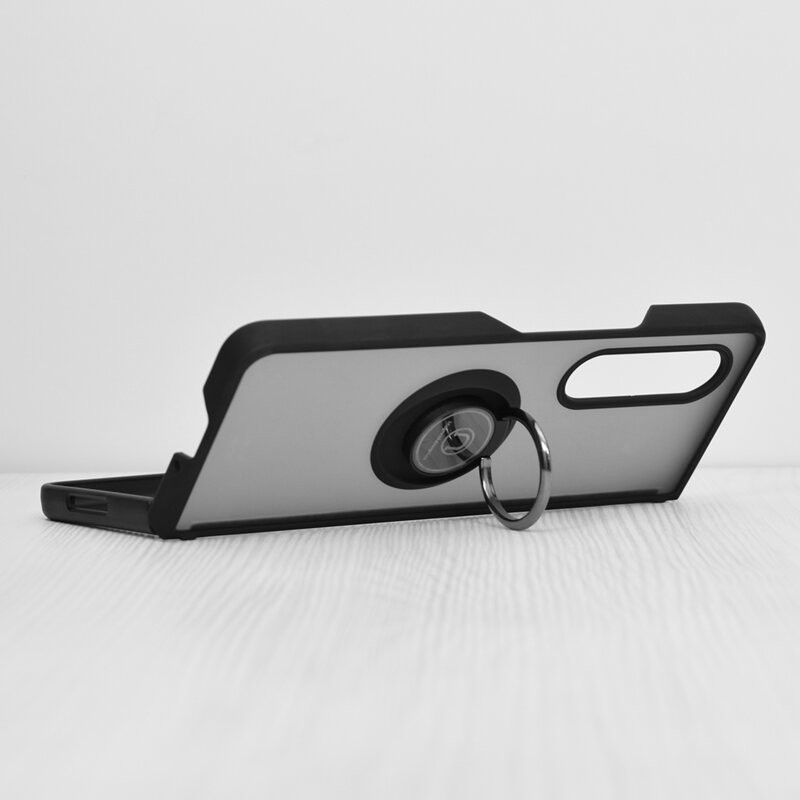 Husa Samsung Galaxy Z Fold3 5G Techsuit Glinth cu inel suport stand magnetic, negru