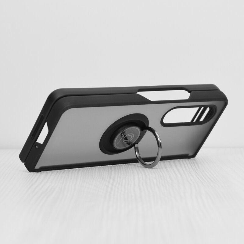 Husa Samsung Galaxy Z Fold3 5G Techsuit Glinth cu inel suport stand magnetic, negru