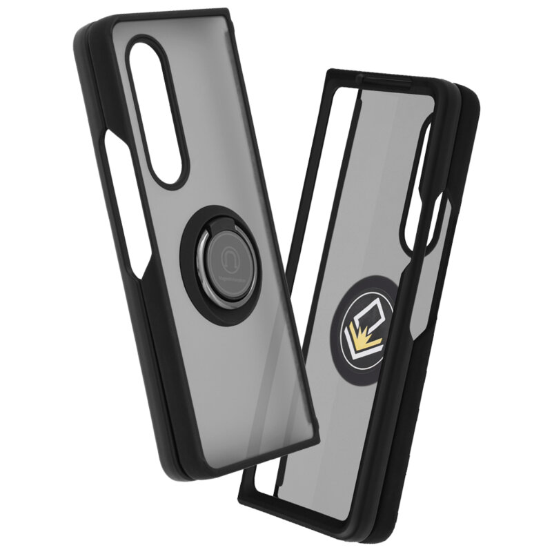 Husa Samsung Galaxy Z Fold3 5G Techsuit Glinth cu inel suport stand magnetic, negru