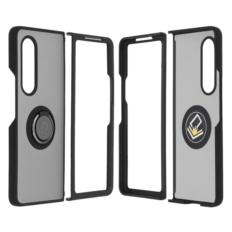 Husa Samsung Galaxy Z Fold3 5G Techsuit Glinth cu inel suport stand magnetic, negru