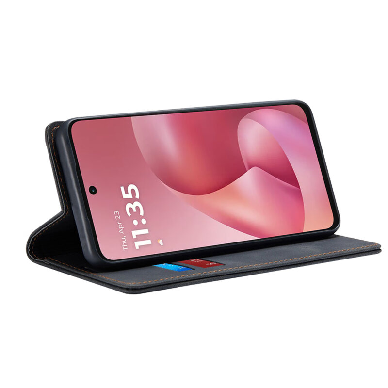 Husa piele Motorola Moto G57 Power Techsuit Confy Cover, negru
