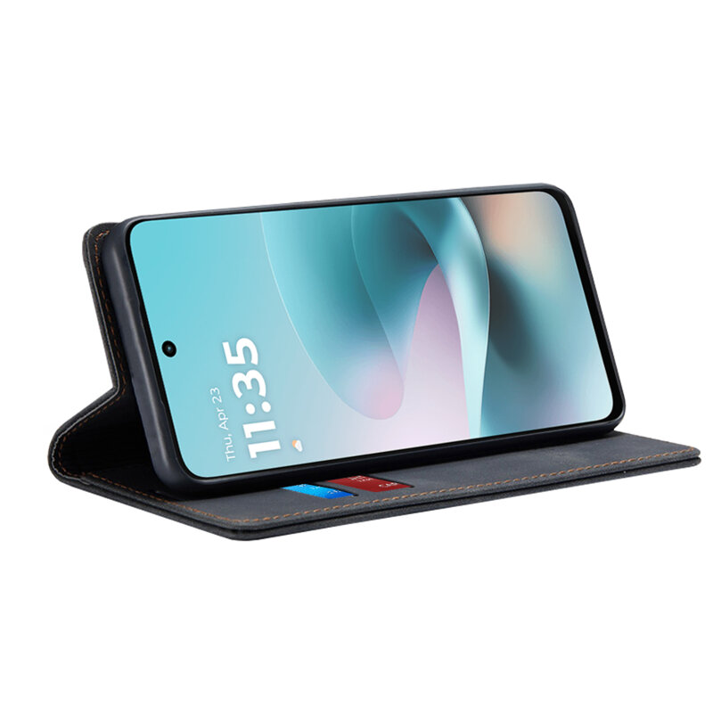 Husa piele Motorola Moto G67 Power Techsuit Confy Cover, negru