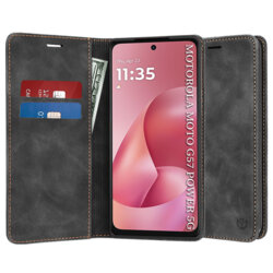 Husa piele Motorola Moto G57 Power Techsuit Confy Cover, negru