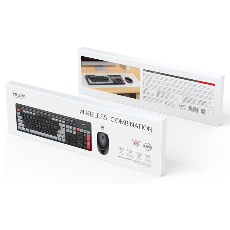 Kit tastatura si mouse wireless 2.4GHz Yesido KB43, negru