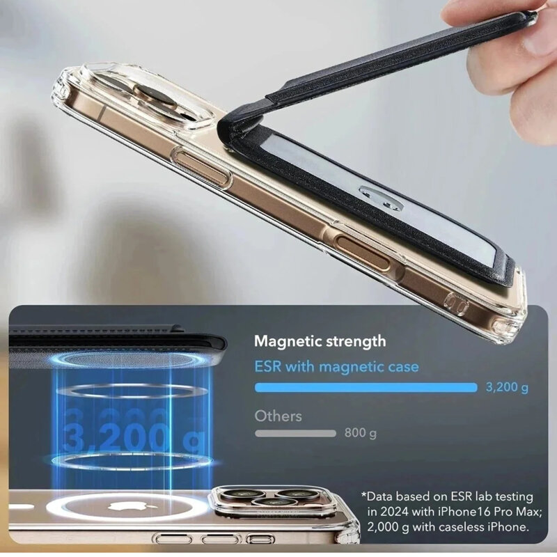 Portofel din piele 3x card + inel magnetic ESR Classic, maro