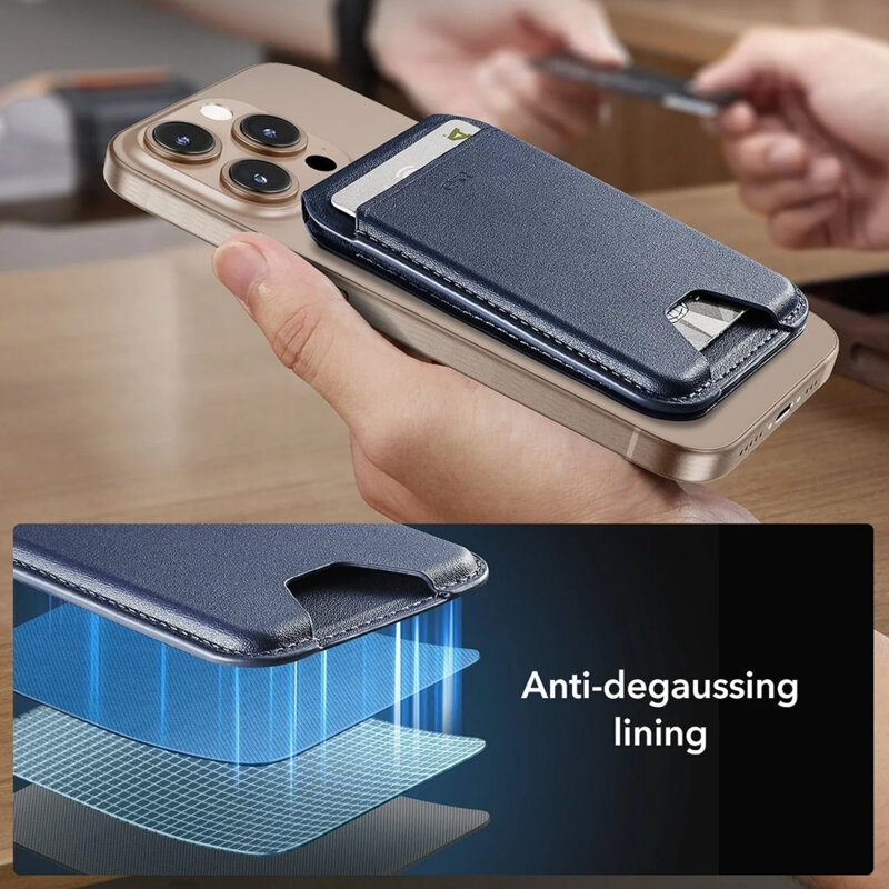 Portofel din piele 3x card + inel magnetic ESR Classic, maro