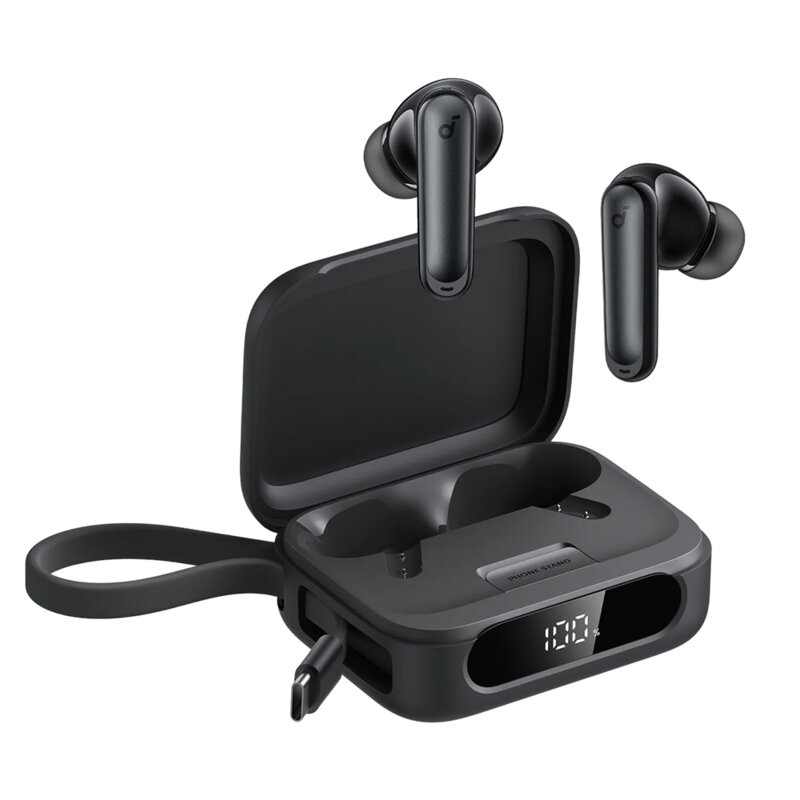 Casti wireless ANC, baterie externa 3000mAh Anker P41i, negru