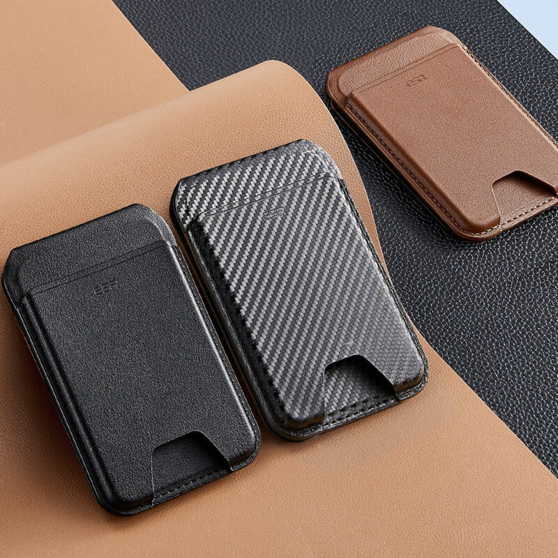 Portofel din piele 3x card + inel magnetic ESR Classic, negru