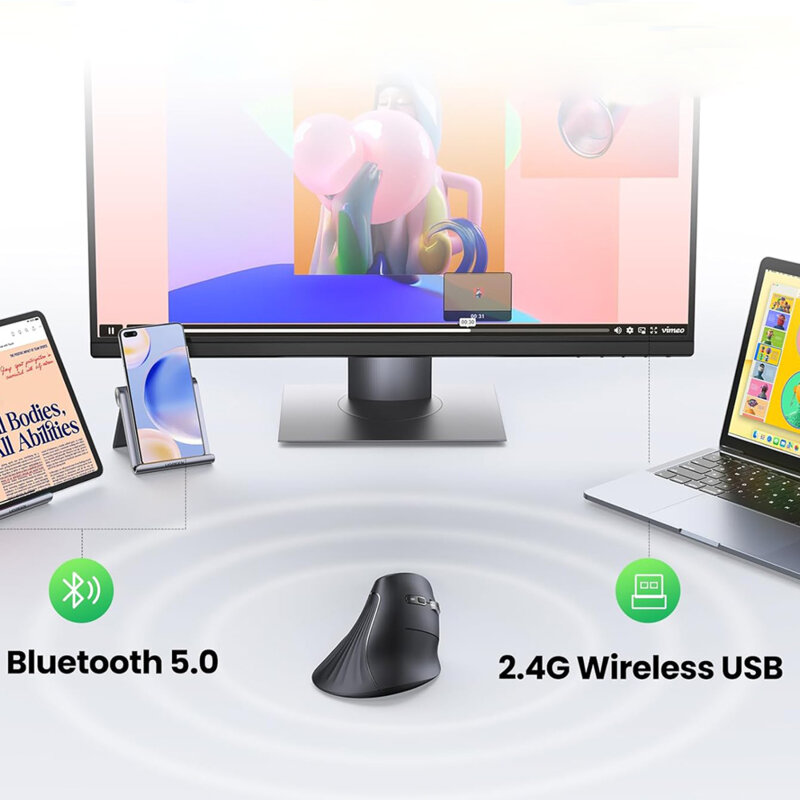 Mouse vertical wireless Bluetooth Ugreen, 4000DPI, negru, 25444