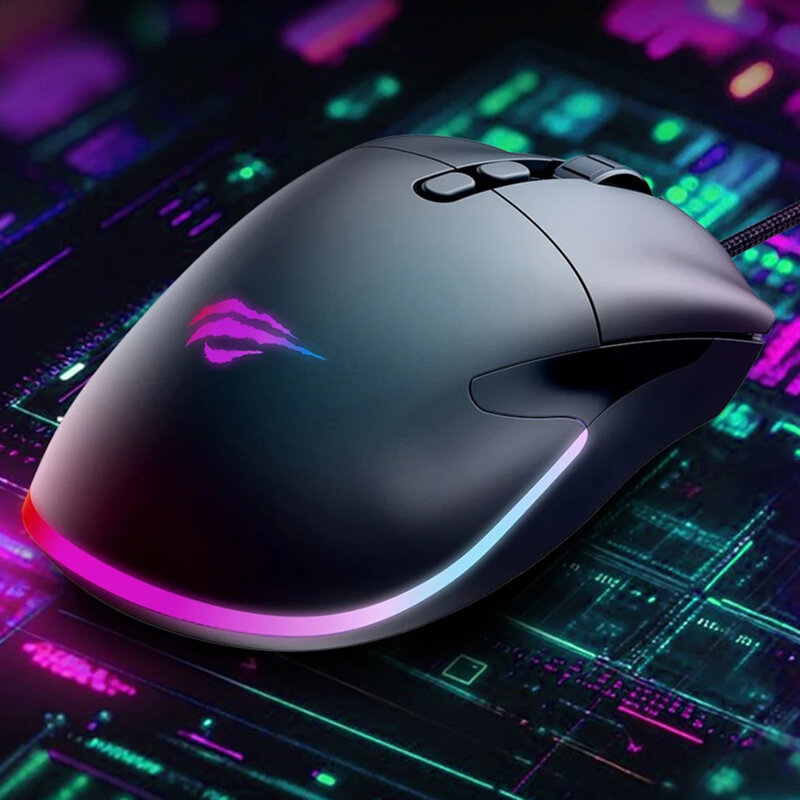 Mouse gaming cu fir pentru PC 800-12000 DPI Havit MS954, negru