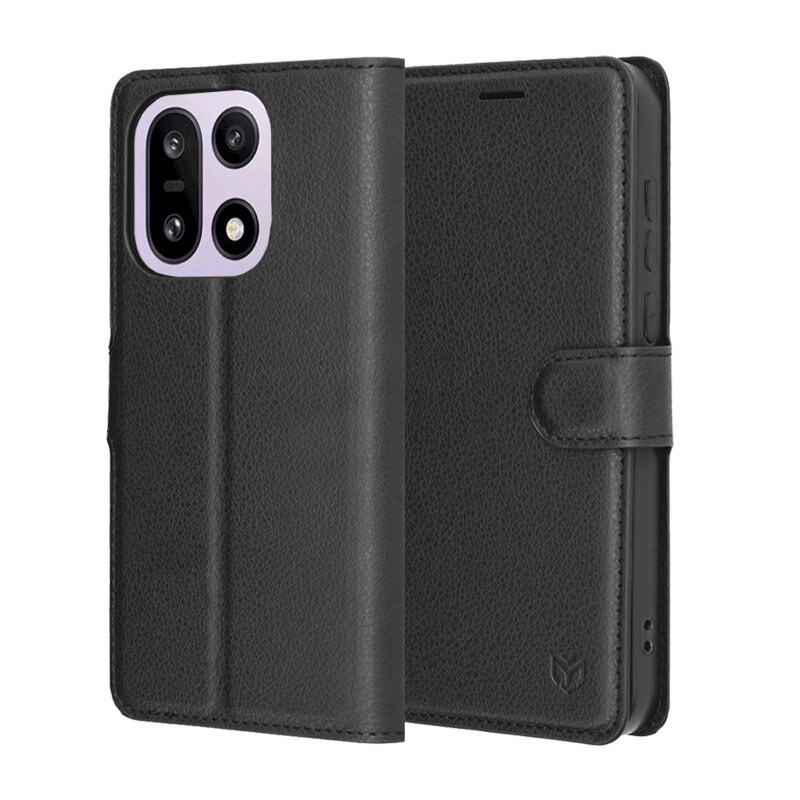 Husa OnePlus 15 Techsuit Leather Folio, negru