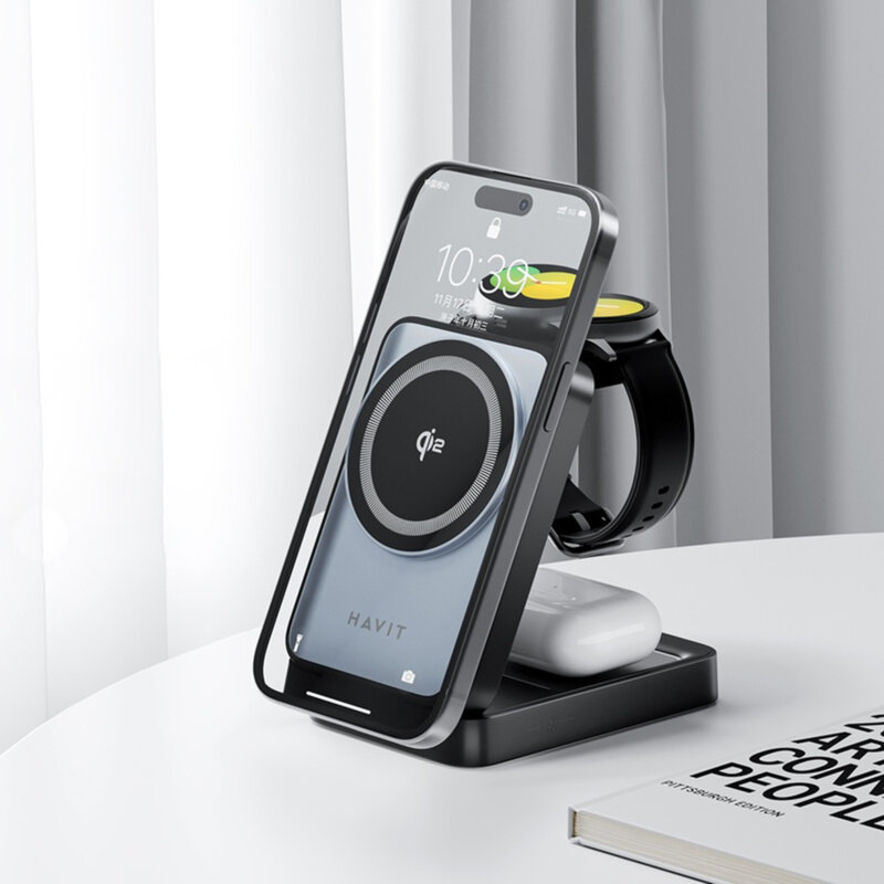 Statie de incarcare wireless Havit W3103, negru / gri