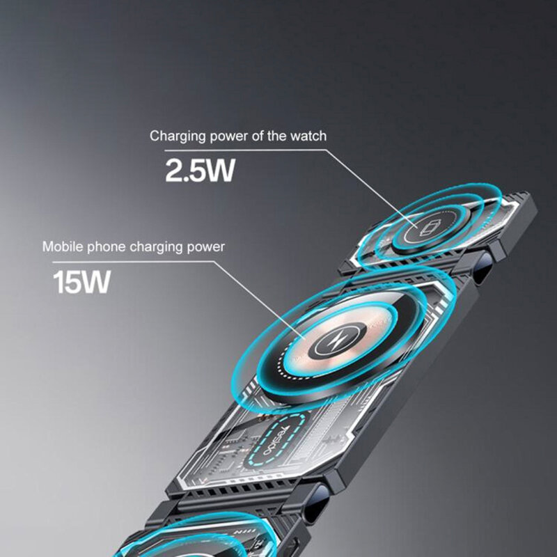 Statie incarcare wireless magnetica 3in1 Yesido DS25, 15W