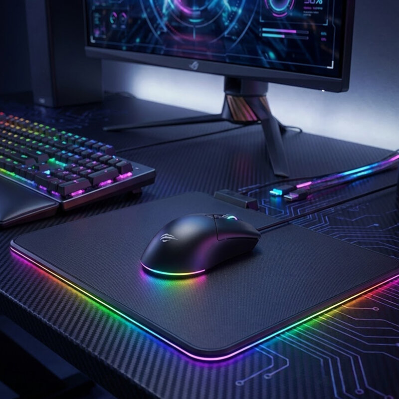 Mouse gaming lumini RGB pentru laptop Havit MS1038, negru