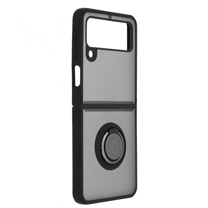 Husa Samsung Galaxy Z Flip3 5G Techsuit Glinth cu inel suport stand magnetic, negru