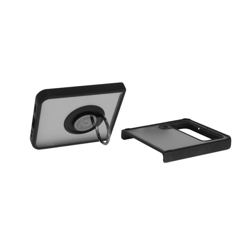 Husa Samsung Galaxy Z Flip3 5G Techsuit Glinth cu inel suport stand magnetic, negru