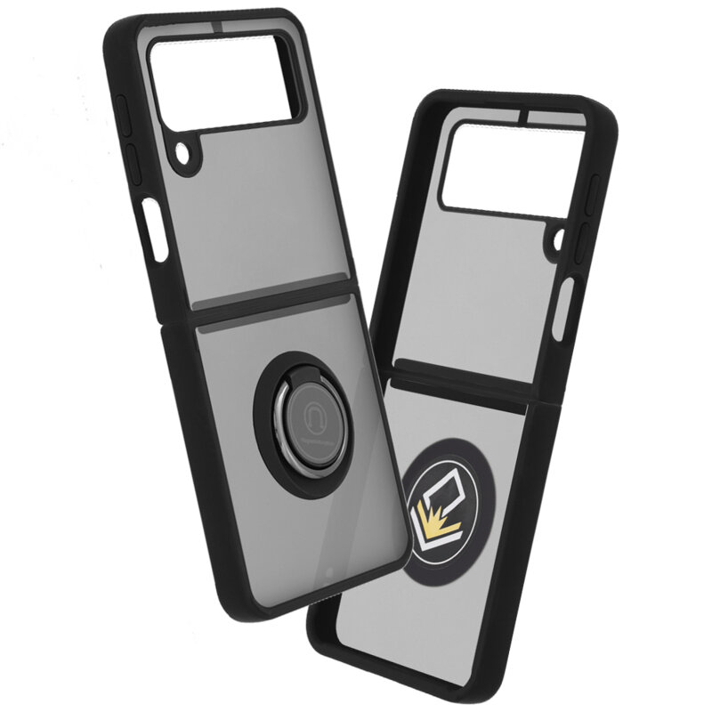 Husa Samsung Galaxy Z Flip3 5G Techsuit Glinth cu inel suport stand magnetic, negru