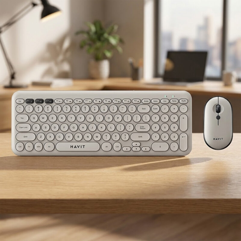 Kit tastatura si mouse wireless 2.4GHz Havit KB254GCM, gri