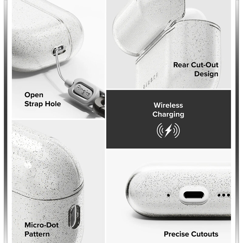 Husa AirPods Pro 3 Ringke Air, transparenta cu sclipici