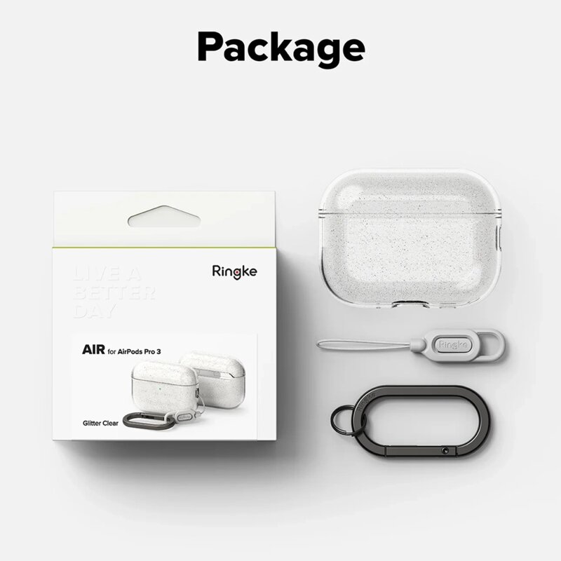 Husa AirPods Pro 3 Ringke Air, transparenta cu sclipici