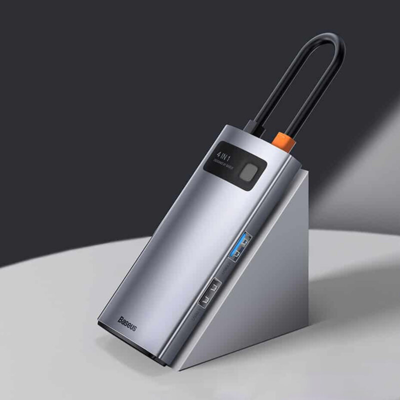 Dock USB-C Baseus la 2x USB, Type-C, HDMI, gri, CAHUB-CY0G