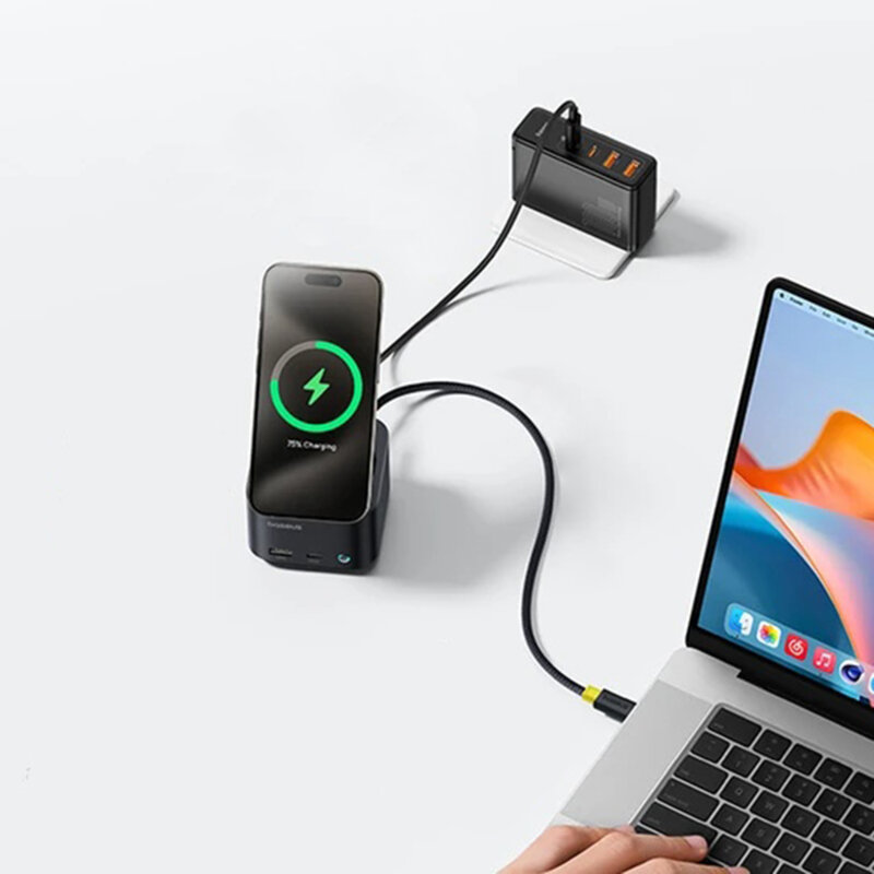 Hub USB 7in1, incarcare wireless Qi2 Baseus, B00072900121-00