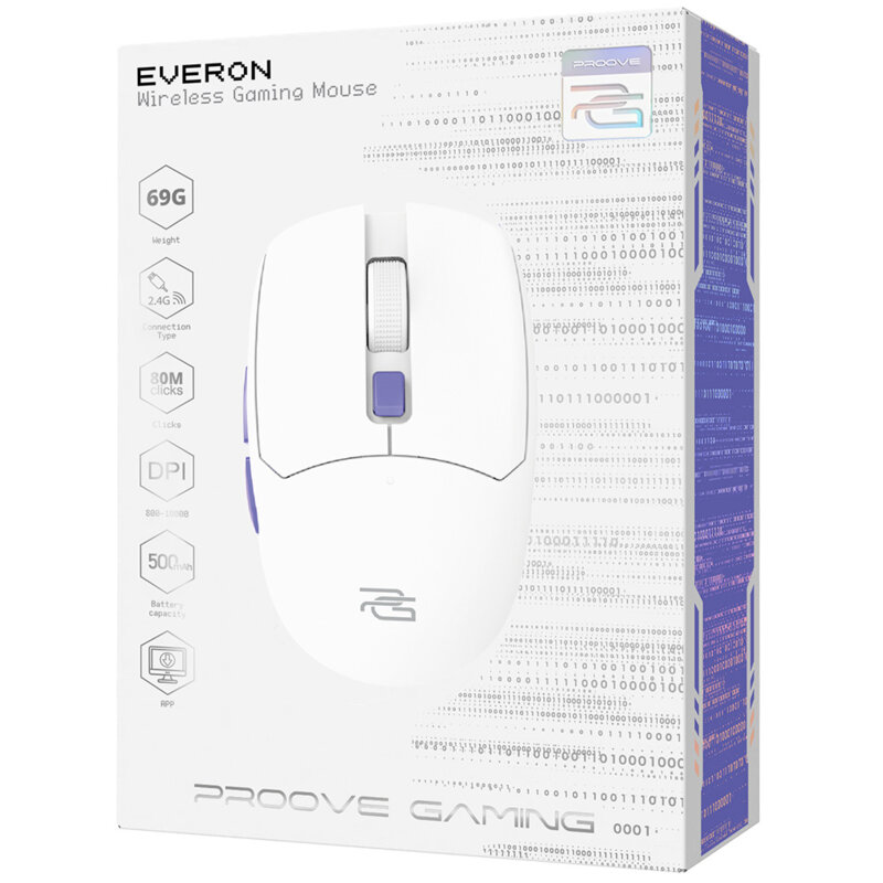 Mouse gaming Proove Everon, 1000DPI, 500mAh, alb, WMEV00022002