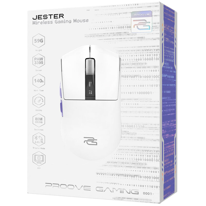 Mouse wireless Proove Jester 8K, 500mAh, alb, WMJS00022002