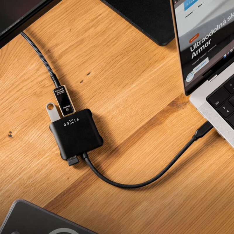 Hub USB-C 5in1, 2x USB-C, 2x USB-A, HDMI, Fixed Quadri, FIXHU-QR-BK