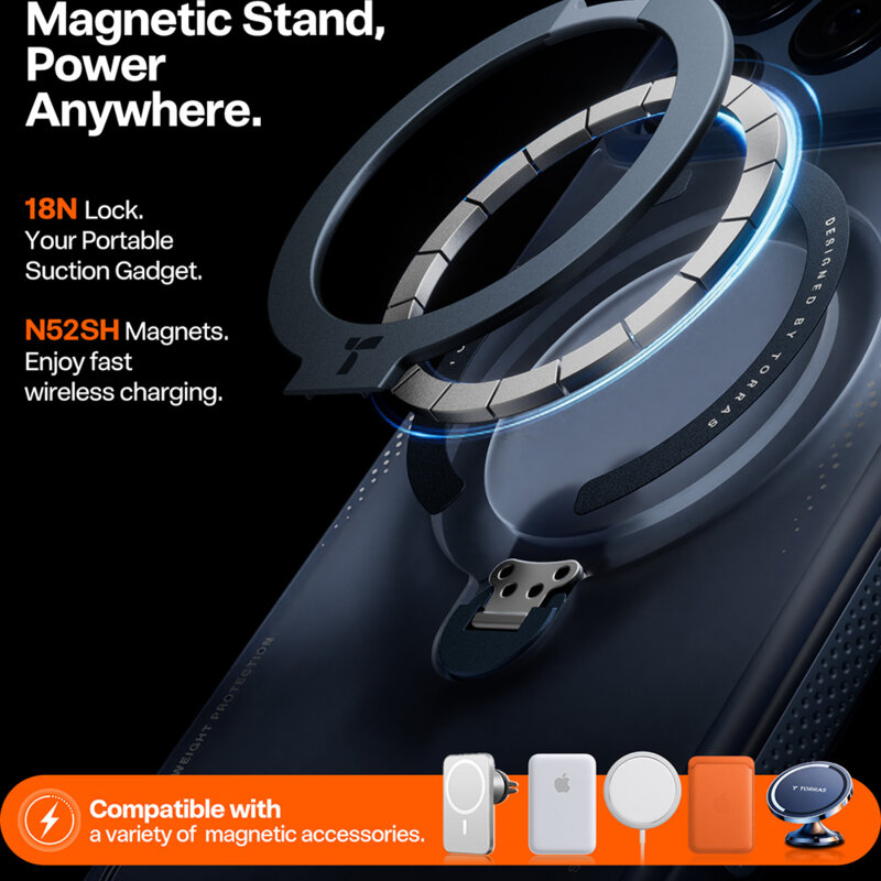 Husa iPhone 17 Pro Max Torras Ostand Spin Air Series, bleumarin