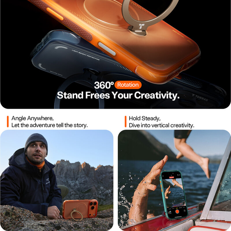 Husa iPhone 17 Pro Max Torras Ostand Spin Air Series, bleumarin