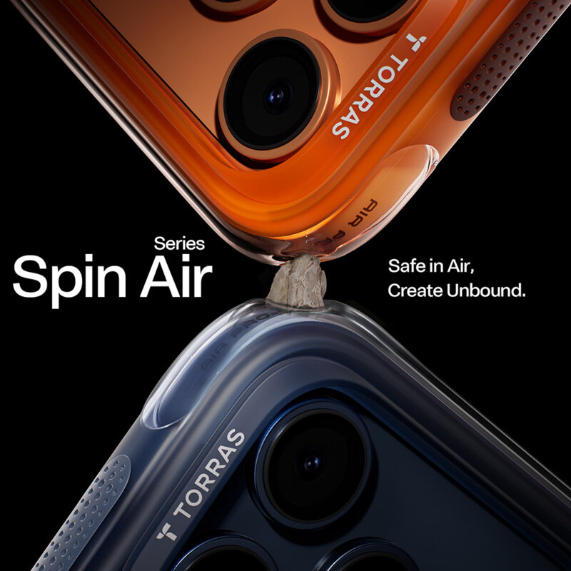 Husa iPhone 17 Pro Torras Ostand Spin Air Series, bleumarin