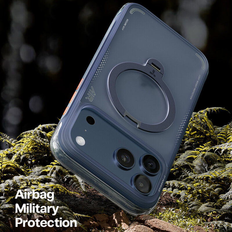 Husa iPhone 17 Pro Torras Ostand Spin Air Series, bleumarin