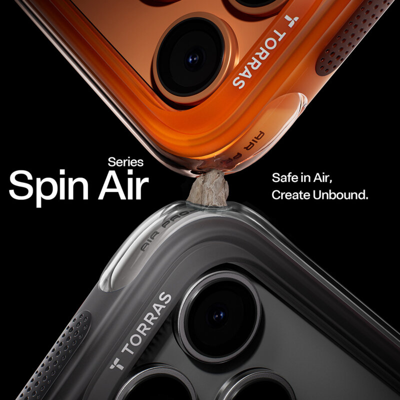 Husa iPhone 17 Pro Torras Ostand Spin Air Series, negru