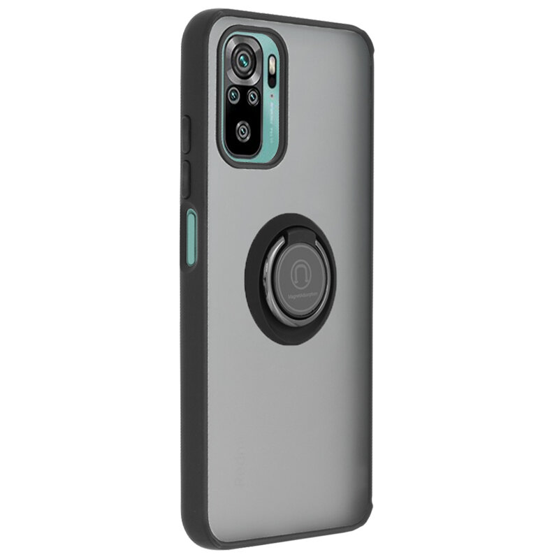 Husa Xiaomi Redmi Note 10 4G Techsuit Glinth Cu Inel Suport Stand Magnetic - Negru