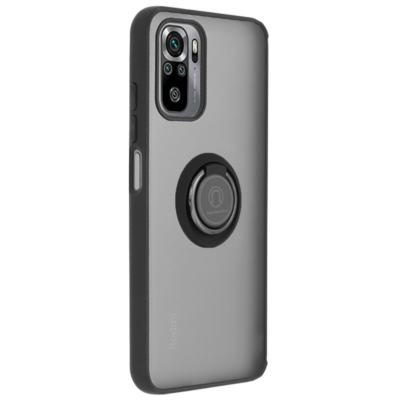 Husa Xiaomi Redmi Note 10S Techsuit Glinth Cu Inel Suport Stand Magnetic - Negru