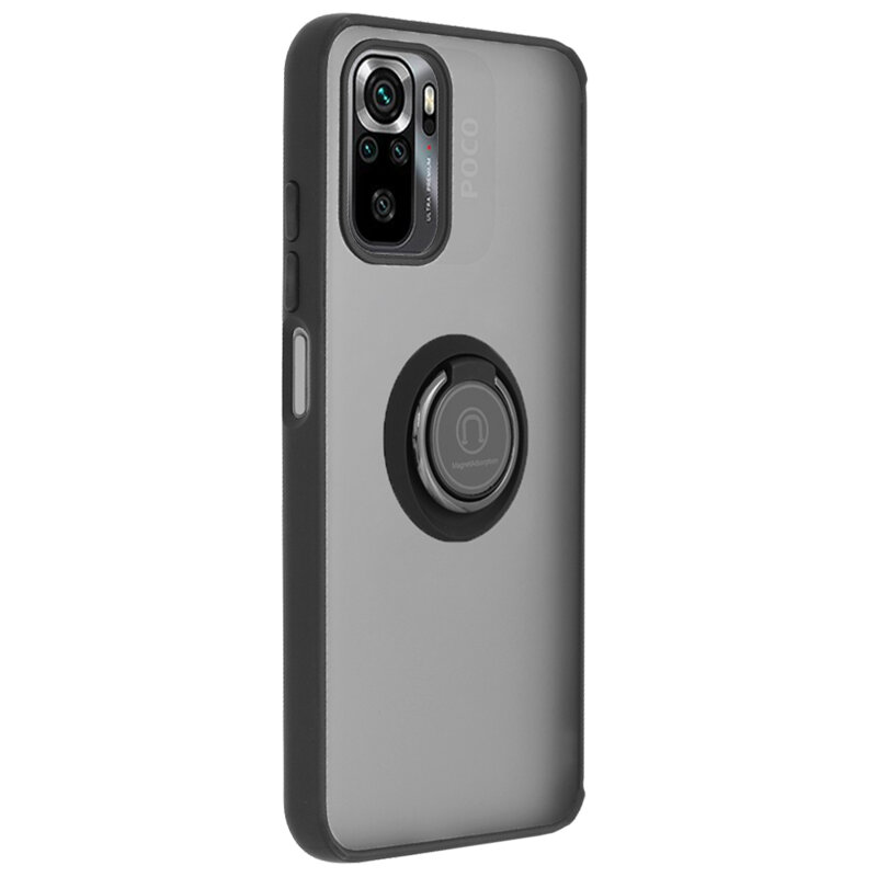 Husa Xiaomi Poco M5s Techsuit Glinth cu inel suport stand magnetic, negru
