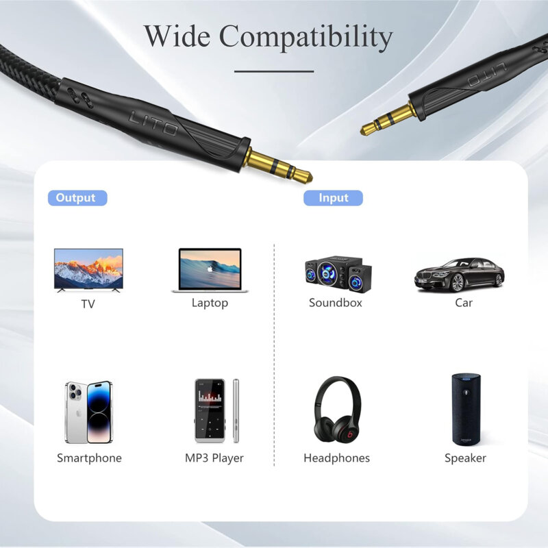 Adaptor audio Jack la Jack 3.5mm Lito LA02, 1m, negru