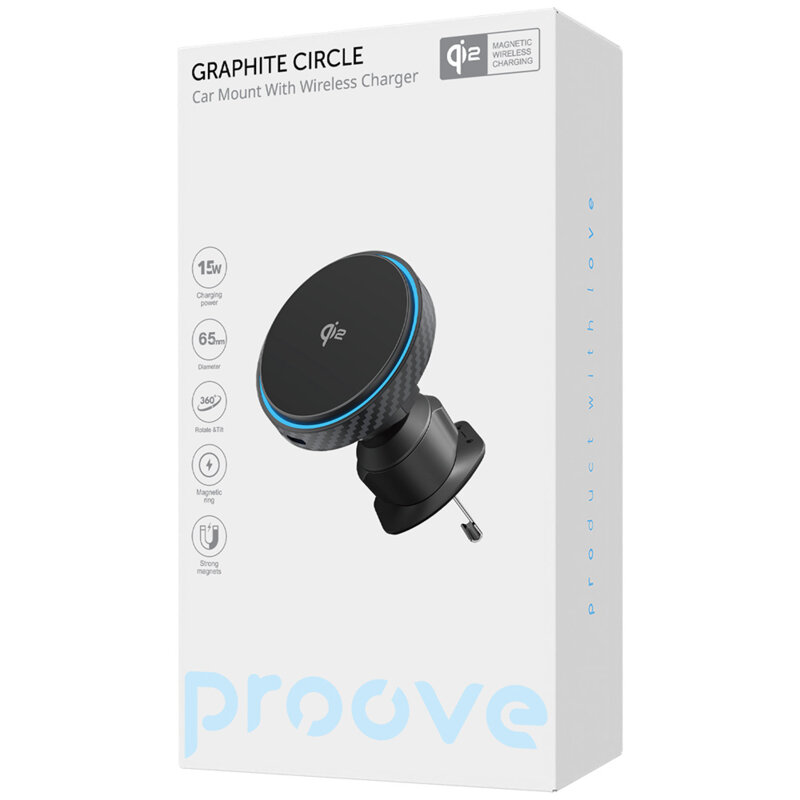 Suport auto telefon 15W Proove Graphite Circle, WHGC15010001