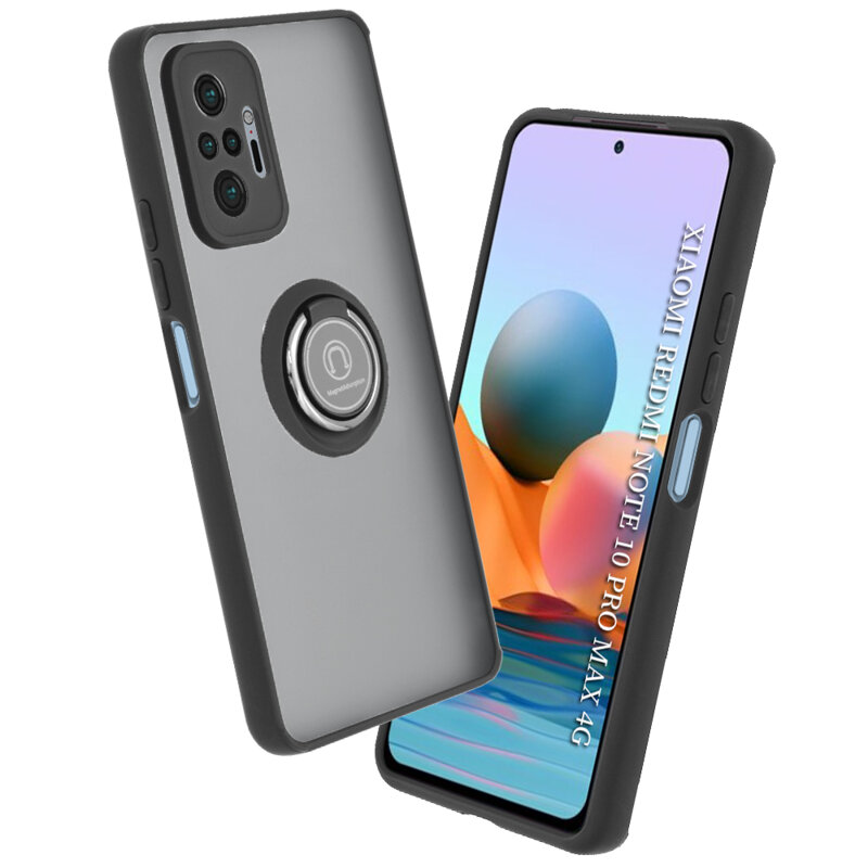 Husa Xiaomi Redmi Note 10 Pro Max Techsuit Glinth Cu Inel Suport Stand Magnetic - Negru