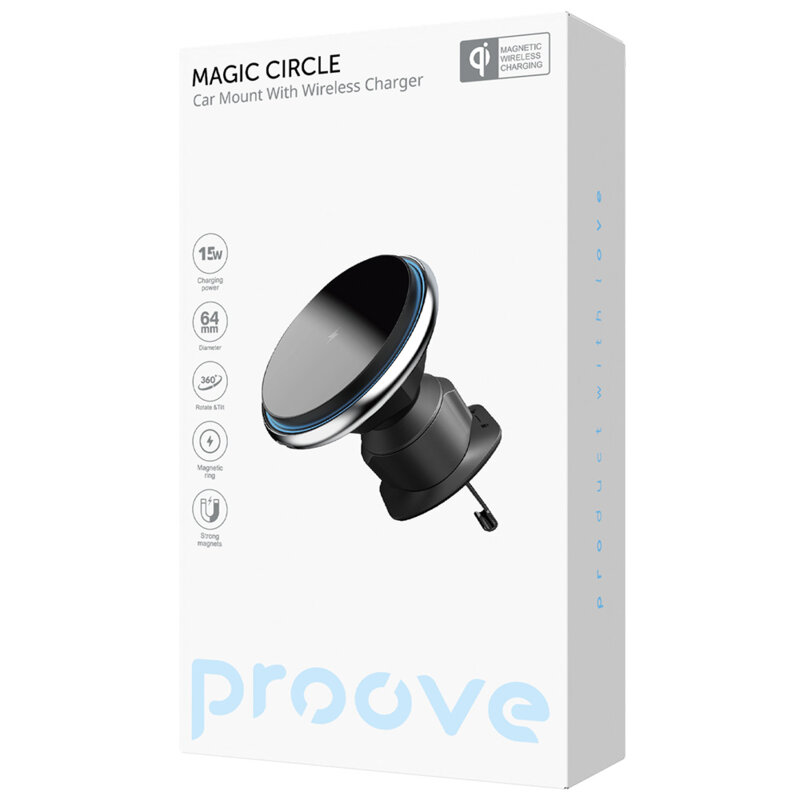 Suport cu incarcare wireless Proove Circle, 15W, WHMC15020006