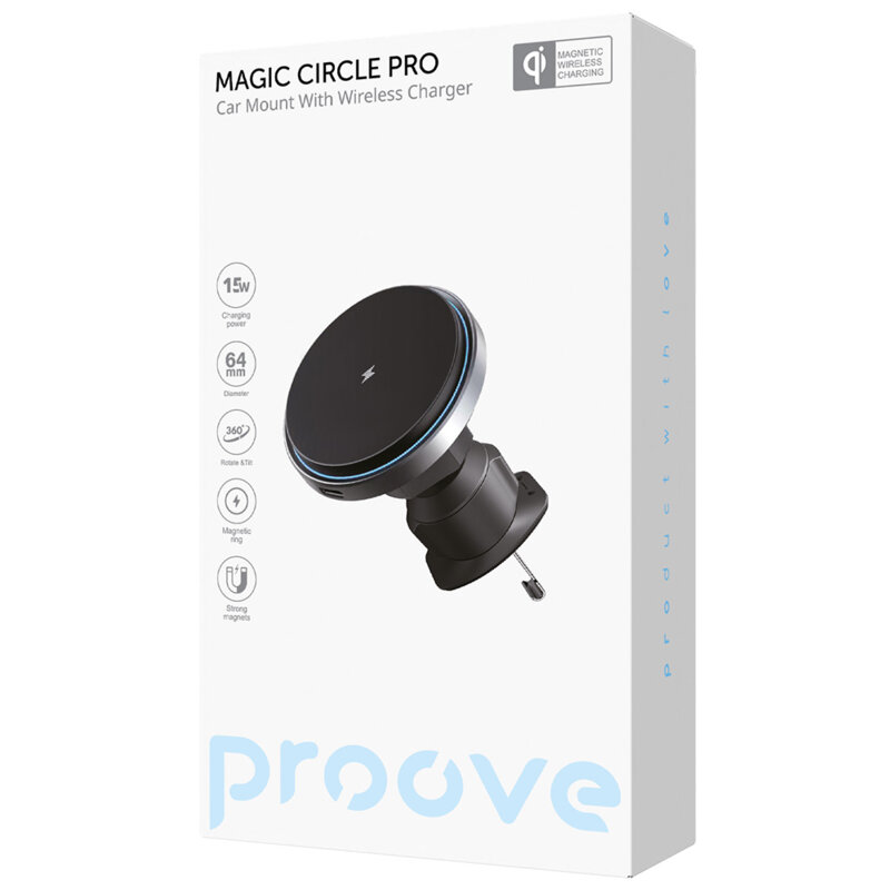 Suport auto MagSafe 360° Proove Circle Pro, 15W, WHMP15010001