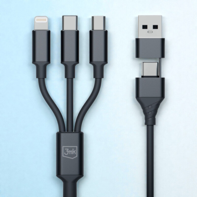 Cablu 3in1 USB-C/Micro-USB/Lighting 12W, 3mk Hyper, 1.5m