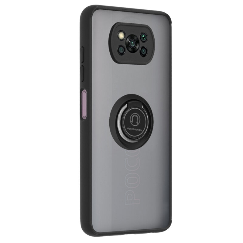 Husa Xiaomi Poco X3 Pro Techsuit Glinth Cu Inel Suport Stand Magnetic - Negru