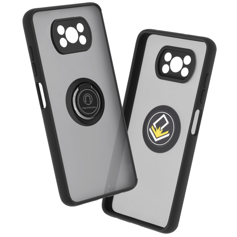 Husa Xiaomi Poco X3 Pro Techsuit Glinth Cu Inel Suport Stand Magnetic - Negru