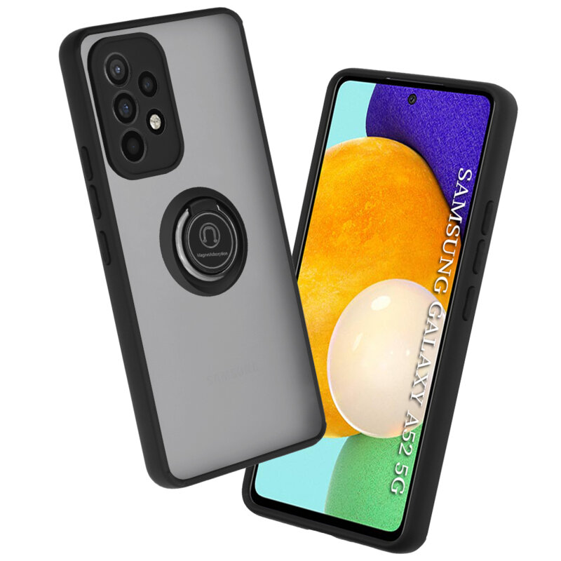 Husa Samsung Galaxy A52 5G Techsuit Glinth Cu Inel Suport Stand Magnetic - Negru