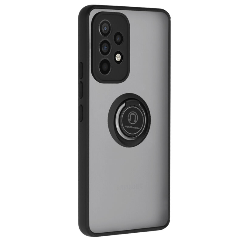 Husa Samsung Galaxy A52 5G Techsuit Glinth Cu Inel Suport Stand Magnetic - Negru