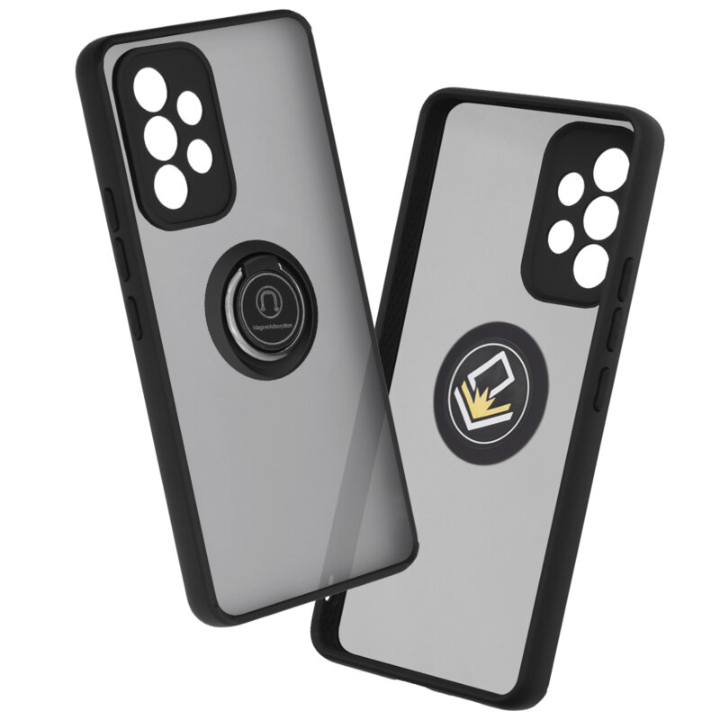 Husa Samsung Galaxy A52 5G Techsuit Glinth Cu Inel Suport Stand Magnetic - Negru
