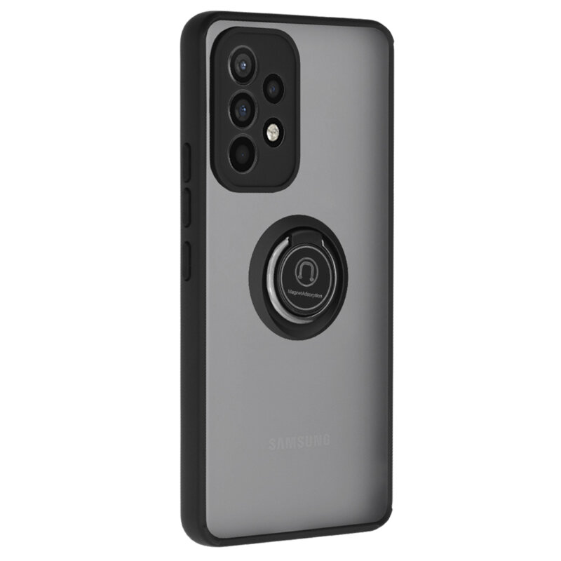 Husa Samsung Galaxy A52 4G Techsuit Glinth Cu Inel Suport Stand Magnetic - Negru